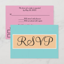 Wedding Seafoam Blue Pink Sandy Beach RSVP
