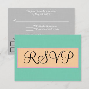 Wedding Seafoam Green Silver Pink RSVP Card