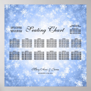 Wedding Seating Chart Blue Winter Wonderland