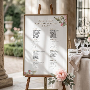 Wedding Seating Chart Blush Peony & Soft Grey 