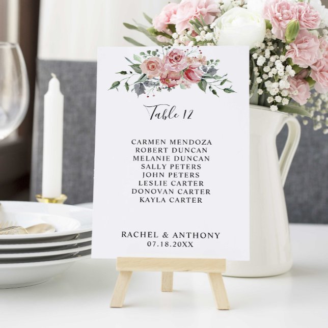 Wedding Seating Chart Blush Pink Floral Table Number (Creator Uploaded)