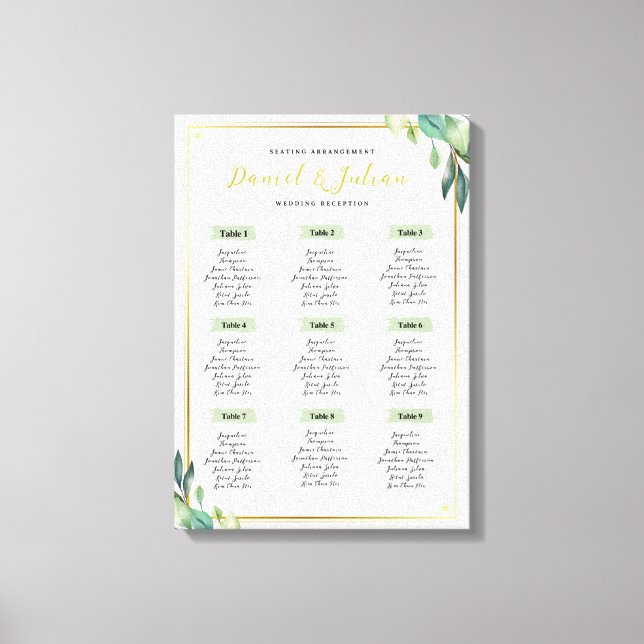 Wedding Seating Chart Canvas Print (Front)