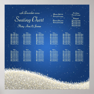 Wedding Seating Chart Dazzling Sparkles Blue