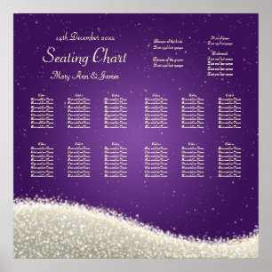 Wedding Seating Chart Dazzling Sparkles Purple