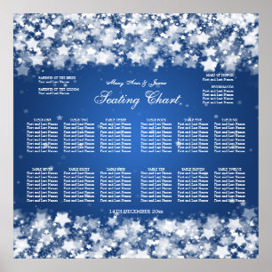 Wedding Seating Chart Dazzling Stars Blue