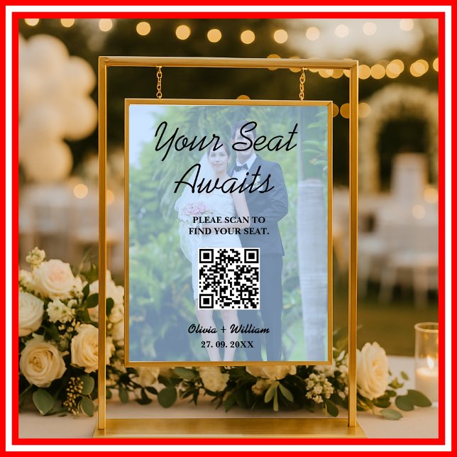 Wedding Seating Chart Dusty Blue QR Code Photo  (Creator Uploaded)