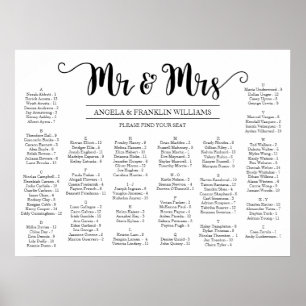 Wedding Seating Chart, Editable Background Colour Poster