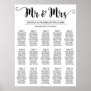 Wedding Seating Chart, Editable Background Colour Poster