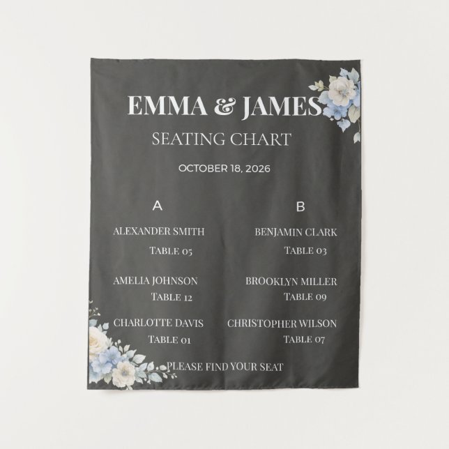 Wedding Seating Chart | Elegant Floral Tapestry (Front)