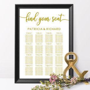 Wedding Seating Chart Elegant Gold Calligraphy