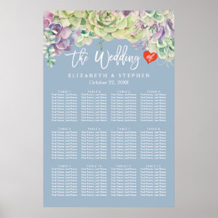 Wedding Seating Chart Elegant Watercolor Succulent