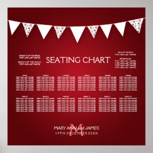 Wedding Seating Chart  Love Bunting Monogram Red