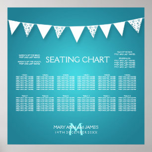 Wedding Seating Chart Love Bunting Turquoise
