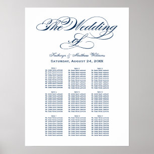 Wedding Seating Chart Midnight Blue Calligraphy