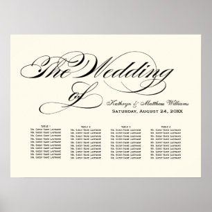 Wedding Seating Chart Poster   Black Calligraphy