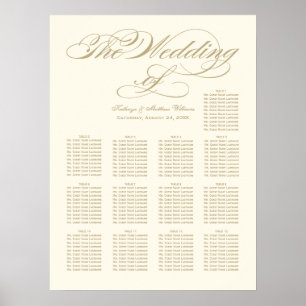 Wedding Seating Chart Poster   Gold Calligraphy
