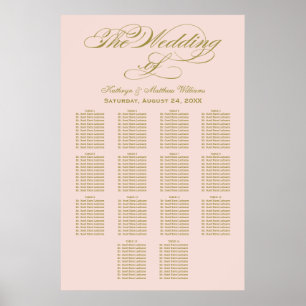 Wedding Seating Chart Poster   Gold Calligraphy
