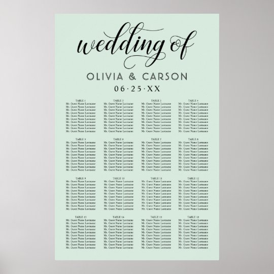 Wedding Seating Chart Poster | Mint Green