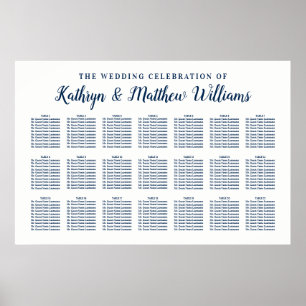 Wedding Seating Chart Poster Navy Celebration