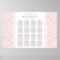 Wedding Seating Chart Poster | Pink Damask
