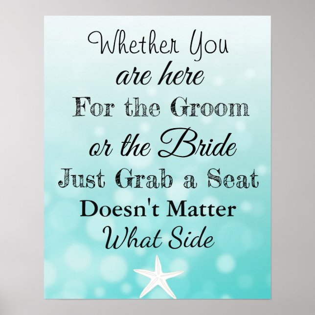 Wedding Seating Chart, Sit "wherever"  Poster (Front)