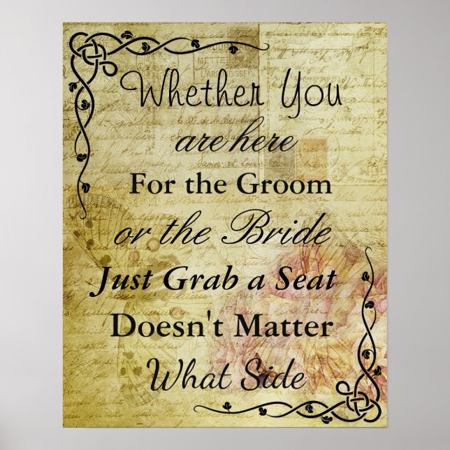 Wedding Seating Chart, Sit "wherever"  Poster (Front)