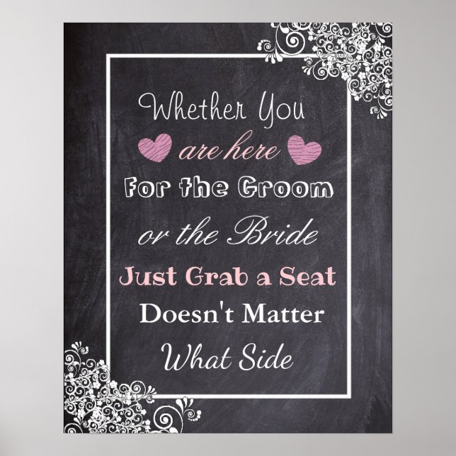 Wedding Seating Chart, Sit "wherever"  Poster (Front)