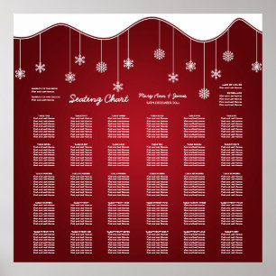 Wedding Seating Chart Snowflake Decoration Red