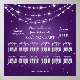 Wedding Seating Chart Sparkling Chain Purple