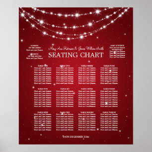 Wedding Seating Chart Sparkling Chain Red