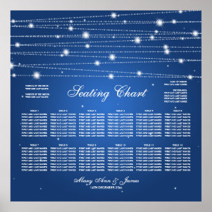 Wedding Seating Chart Sparkling Lines Sapphire Blu