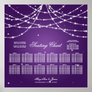 Wedding Seating Chart Sparkling String Purple