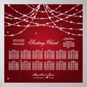 Wedding Seating Chart Sparkling String Red
