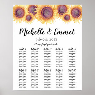 Wedding Seating chart, Sunflower Seating chart