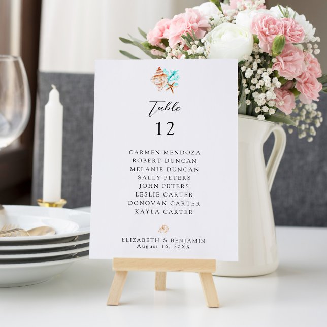 Wedding Seating Chart Table Coastal Beach Number (Creator Uploaded)