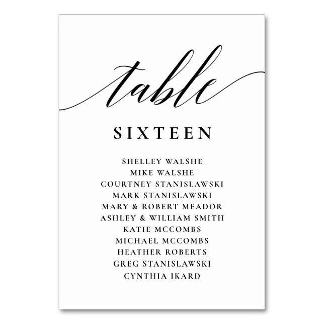 Wedding Seating Chart Table Number (Front)