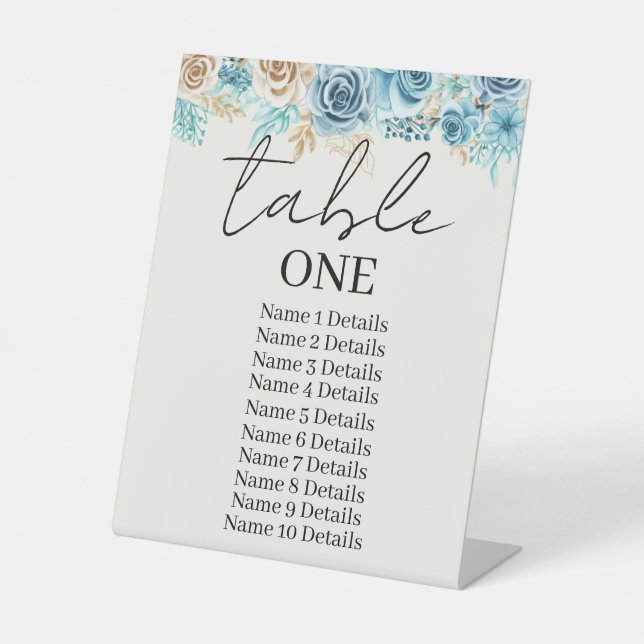 Wedding Seating Chart Table Number Add Guest Names Pedestal Sign (Front)