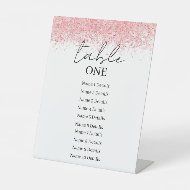 Wedding Seating Chart Table Number Add Guest Names Pedestal Sign (Front)