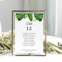 Wedding Seating Chart Table Tropical Greenery