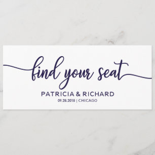 Wedding Seating Chart Title Chic Navy Blue Invitation