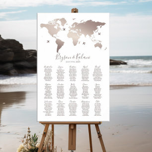 Wedding seating chart travel theme elegant modern
