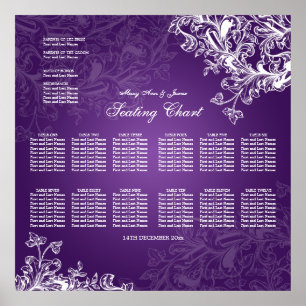 Wedding Seating Chart Vintage Swirls Purple