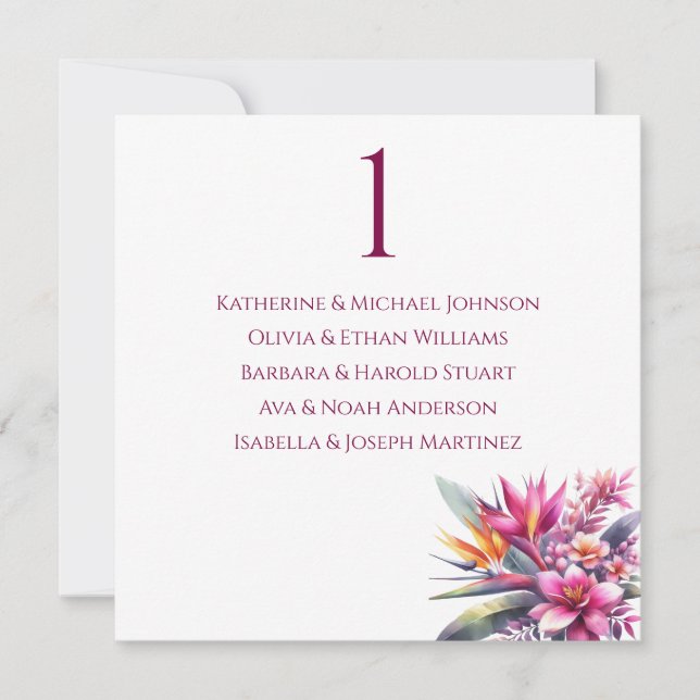 Wedding Seating Chart- Watercolor Tropical Bliss Invitation (Front)
