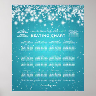 Wedding Seating Chart Winter Sparkle Turquoise