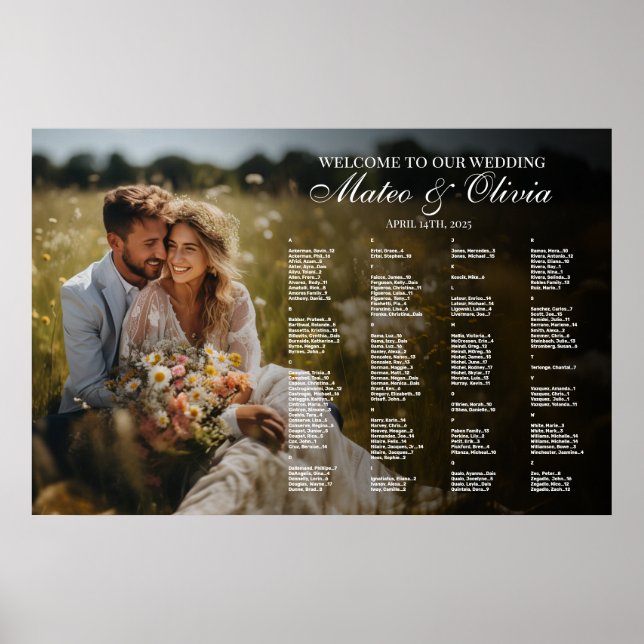 Wedding seating chart with photo alphabetical (Front)