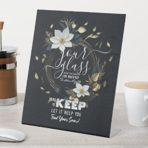 Wedding Seating Glass For The Night Find Your Seat Pedestal Sign
