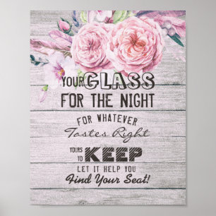 Wedding Seating Glass For The Night Find Your Seat Poster