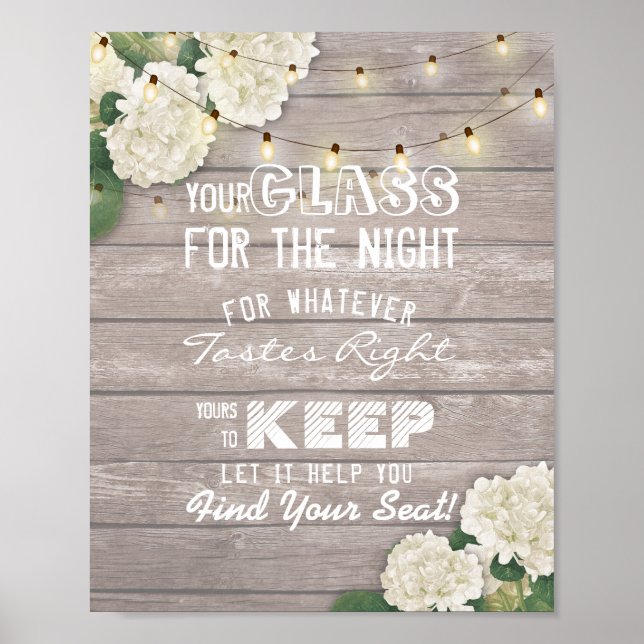 Wedding Seating Glass For The Night Find Your Seat Poster (Front)