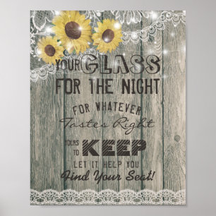 Wedding Seating Glass For The Night Find Your Seat Poster