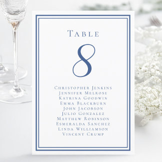 Wedding Seating Guest Table Number Blue White